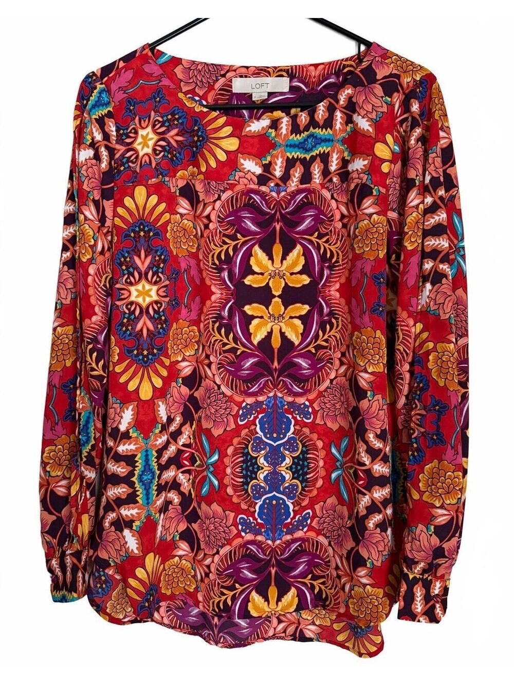 Loft Women's Blouse Size Medium Floral Retro Coquette Indie Cottage Tropical